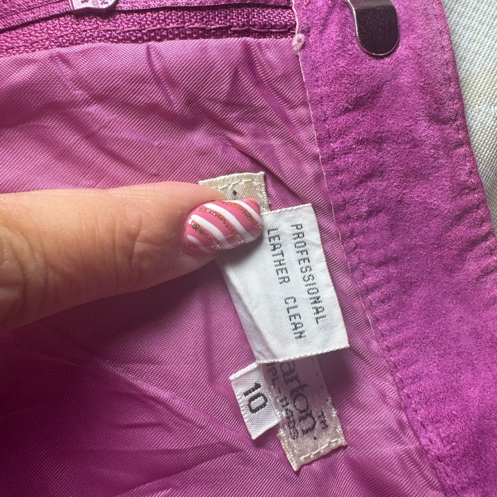 EUC Vintage Pink Magenta Suede Leather Skirt Women’s Size 10 Medium - Picture 5 of 6
